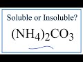 Solubility of Ammonium Carbonate
