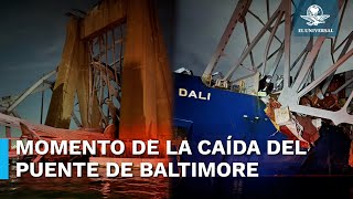 Colapsa puente de Baltimore tras choque de barco carguero