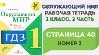 Окружающий мир. Рабочая тетрадь 1 класс 2 часть. ГДЗ стр. 40 №2