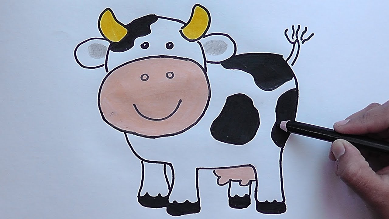 Como dibujar y colorear paso a paso a la Vaca - As drawing and coloring  step to Cow - thptnganamst.edu.vn