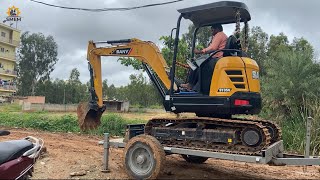 SANY 35U - Unloading from trailer | Tractor Trailer | #sany #johndeere #bangalore