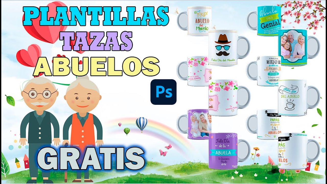 PLANTILLAS TAZAS | ABUELOS | SUBLIMACION | GRATIS