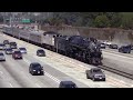 Santa Fe 3751 - Steam Train in the middle of the Freeway