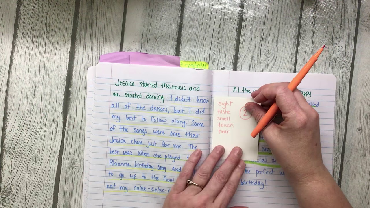 Narrative writing, round 2, Using your senses to add details - YouTube