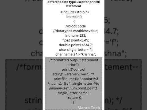 Examples of printf statement in c/printf statement to print values of variable of differentdatatypes