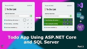 Create an Advance Todo List App Using ASP.NET Core and SQL Server - Part3 #aspdotnetcore #sqlserver