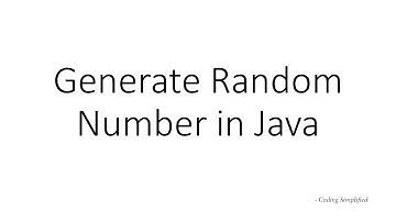 Generate Random number in Java