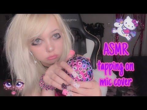 ASMR tapping on home made mic cover💜🔮 (fast and aggressive)