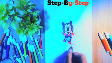 How to draw Little Mickey Mouse and color it - Easy step-by-step drawing lessons for kids