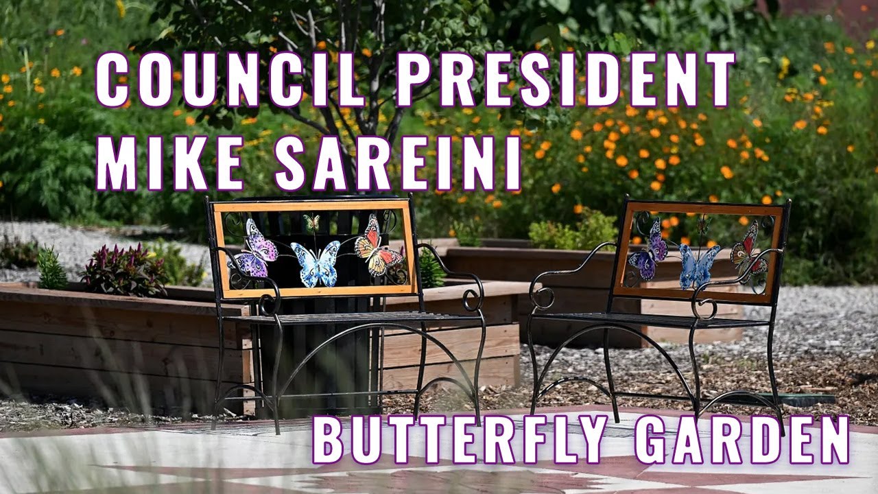 Council President Mike Sareini at Dearborn's new butterfly garden