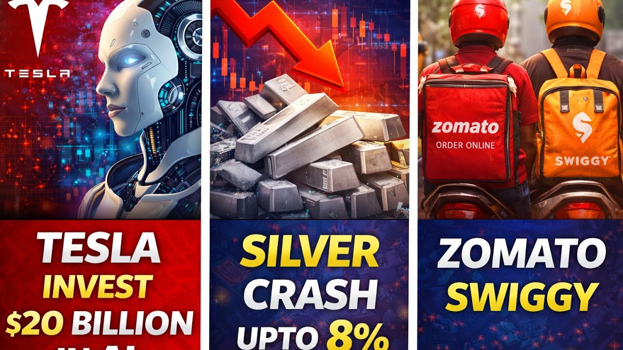 Tesla Invests $20 Billion ⚡ | Zomato–Swiggy Big Update | Silver Crashes Up to 8% – Market News