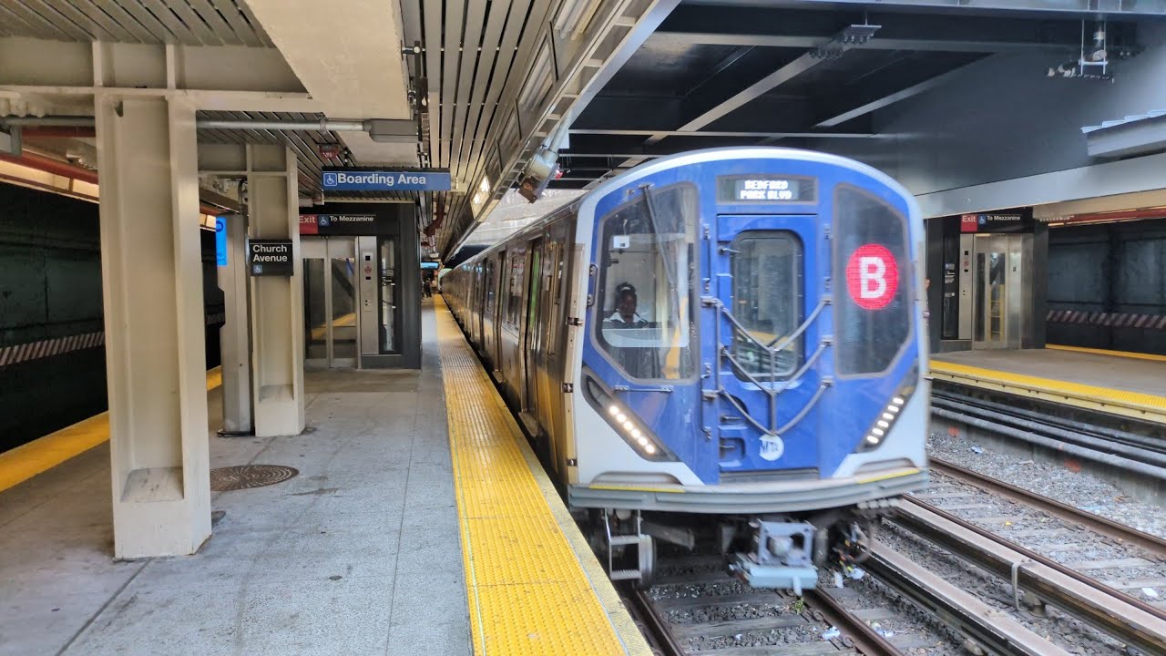 NYC Subway: R211 B Train with Program Update at Church Avenue