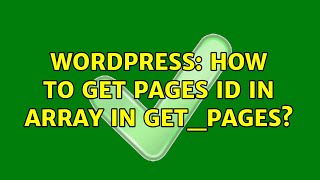 Wordpress: How to get pages id in array in get_pages