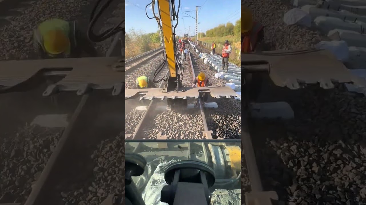 Railway base concrete sleeper installation process