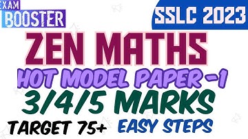 SSLC2023 MATHS PREPARATORY PREPARATION ZEN PRACTICE PAPER  #sslc2023 #2023maths #modelpaper2023