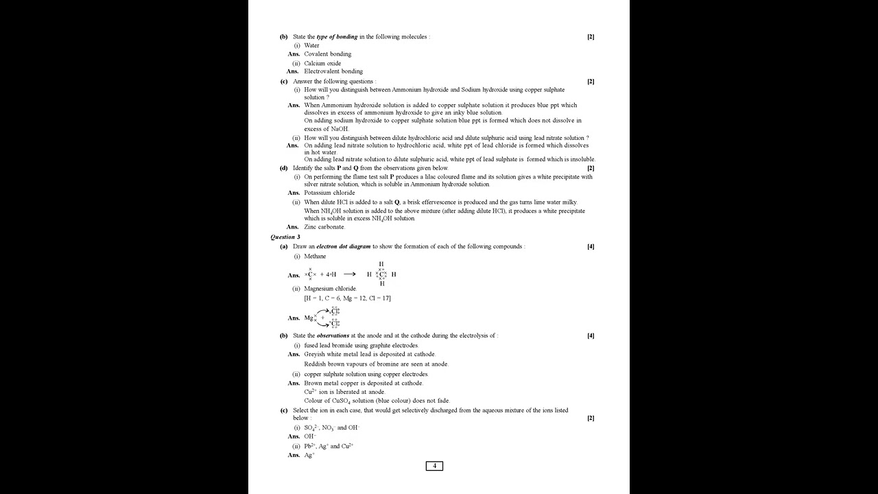 ICSE CHEMISTRY SOLVED BOARD EXAM PAPER 2017