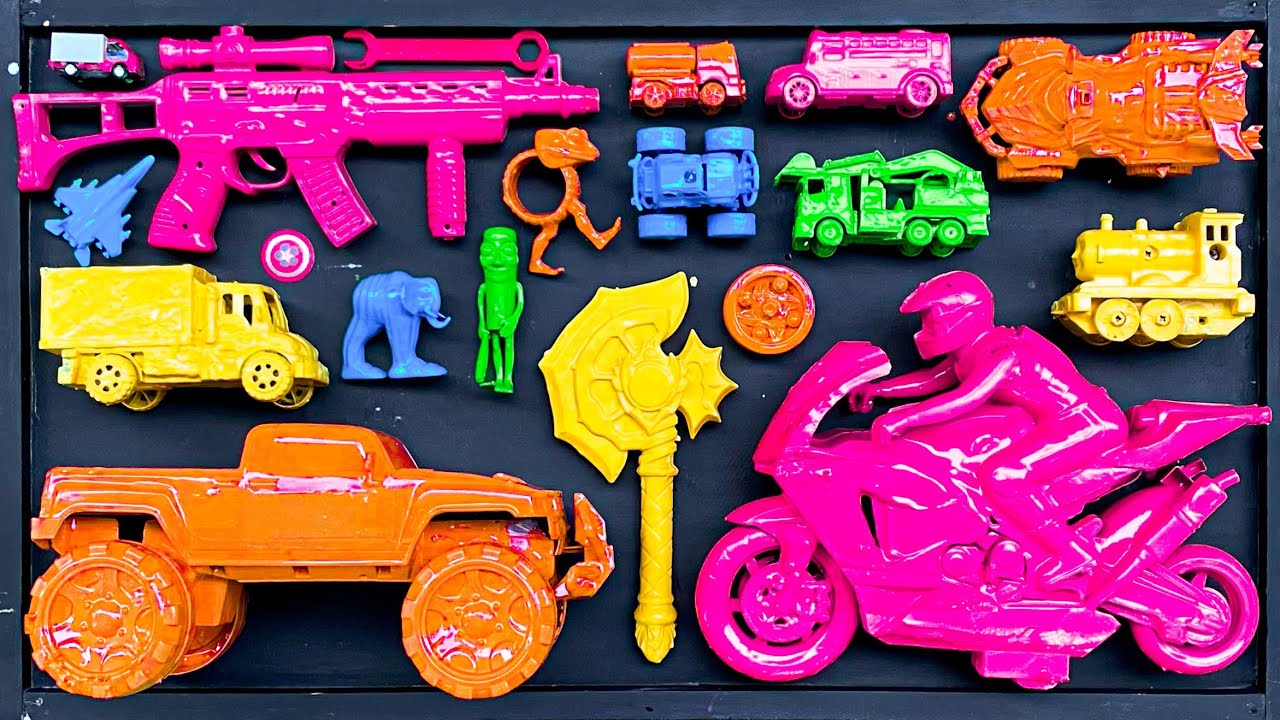 Membersihkan mobil mobilan, bus sekolah, anomali, jet tempur, mobil polisi, mobil balap, motor balap