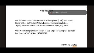 NHM SUB ENGINEER -2023 II  EXAM DATE ANNOUNCED II ADMIT CARD DATE II