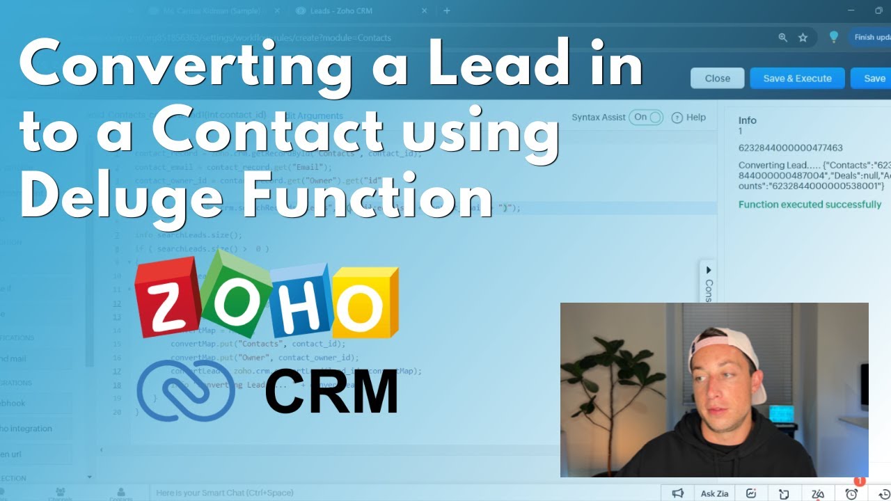 Convert Lead When Contact or Deal is Created in Zoho CRM - YouTube
