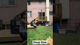 Son Playing Basketball With Our New Backyard Hoop 10 Feet High