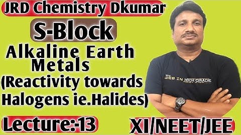 class XI(Lec:-13)||S -Block Elements|| Alkaline earth metals- Reactivity Towards Halogens||Halides