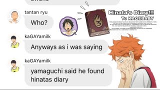 Haikyuu Texts Hinatas Diary P.1 Ft. Jealous Kageyama