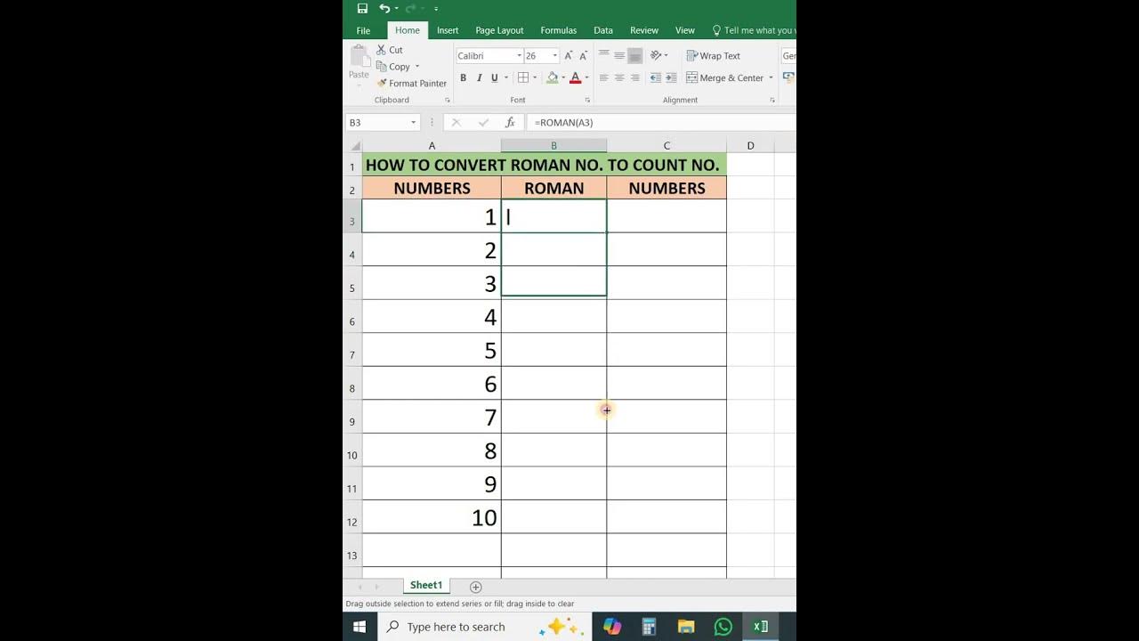 How to convert roman to count no vgcomputertrainer excel msoffice