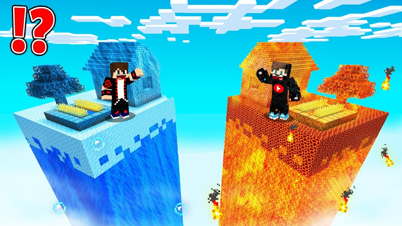 ماين كرافت : برج النار ضد برج الماء ولكن الحظ رهيب !!؟ 🔥😱