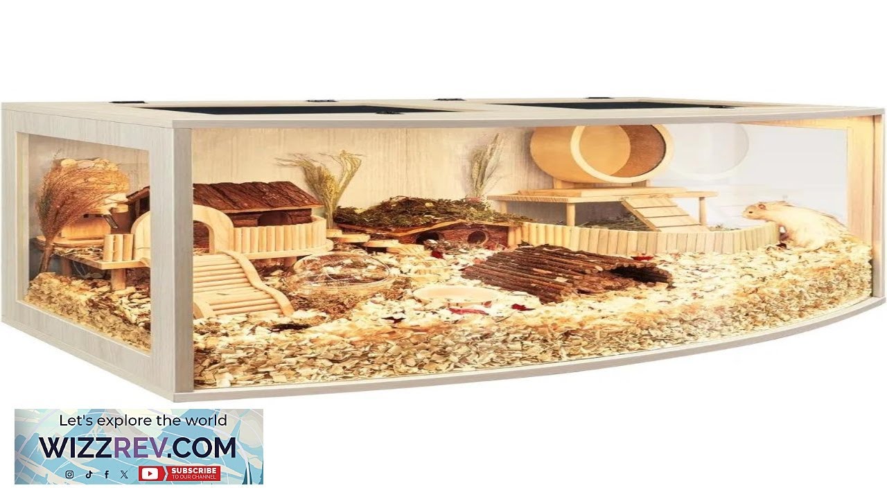 Hamster Cage Chew Proof Wood Hamsters Enclosure Openable Top with Curved Design