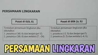 PERSAMAAN LINGKARAN YANG BERPUSAT DI TITIK (0, 0) DAN (a, b)