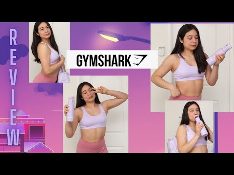 Gymshark lavender items: sports bra, waterbottle, minibackpack, and gymbag?