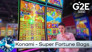 Details #G2E2026, Konami, Super Fortune Bags Slot Machine Preview Guide