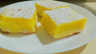 delicious lemon bars , easy recipe بار الليمون تحلية الليمون الكريمية