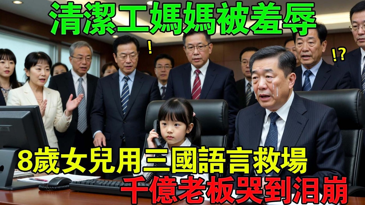 清洁工8岁女儿接听海外电话，用三种语言拿下数亿美金项目，千亿董事长当场泪崩！#情感故事 #情感共鸣 #感人壹幕 #感人故事 #心靈暖流