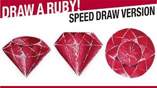 Speed Draw Version - How To Draw A Ruby! Red Ruby Drawing!