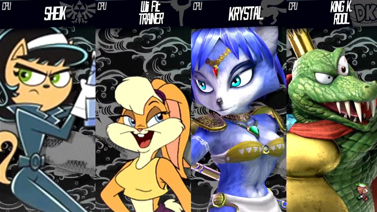 Lola Bunny Vs Kitty Katswell Vs Krystal Vs King K  Rool - Requested Smash Bros Battle