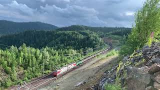 Railroad in mountains. &quot;Jebskaya loop&quot; on the &quot;Abakan - Taishet&quot; line