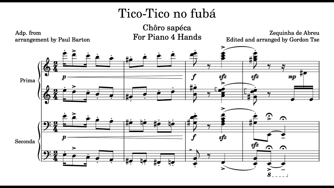Zequinha de Abreu - Tico-Tico no fubá (arr. for Piano Four Hands) (100 subs special) Zequinha de Abreu - Tico-Tico no fubá (arr. for Piano Four Hands) (100 subs special)