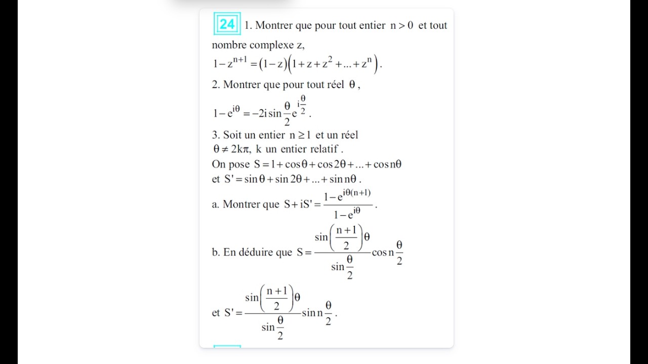 2-Exercice 24 Page 31 Nombres Complexes et Formes Trigonométrique et Exponentielle .Bac 4éme