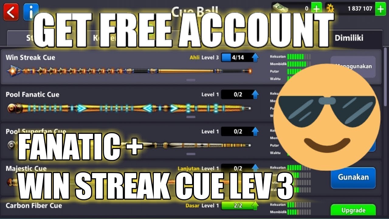 Giveaway account fanatic cue 8 ball  HD 1080p
