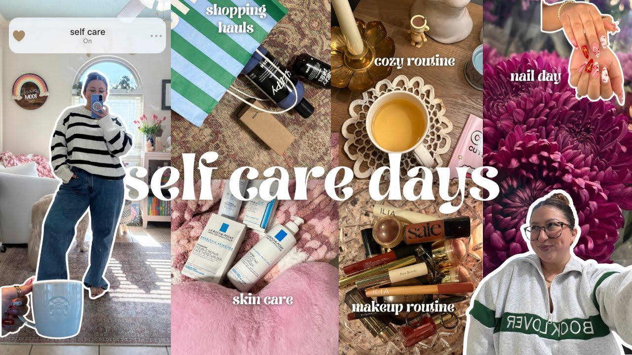 SELF CARE DAYS🧸🎀🫖| shopping, beauty hauls, skincare, nail day, makeup routine & more! 💕