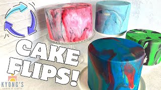 Cake Flips! Starting with one design and ending up with another. Fun Marble Cake Patterns.