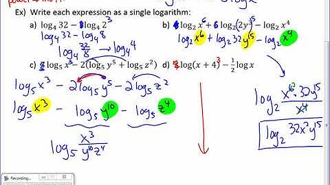 Unit 7   Day 4   Properties of Logarithmic Functions, video of notes