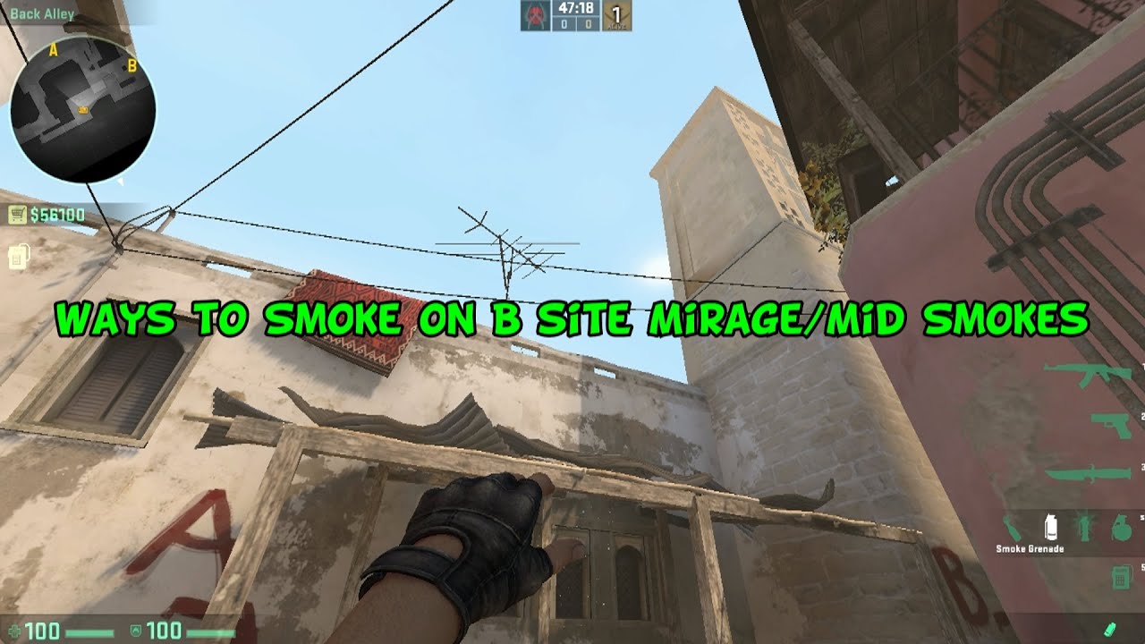Ways to Smoke B site on Mirage and Mid Smokes - YouTube