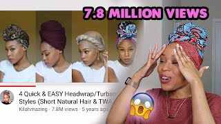 Reacting To My Viral 4 Quick & Easy Headwrap/Turban Styles Tutorial… 5 YEARS LATER by Kilahmazing 4,206 views 3 years ago 8 minutes, 16 seconds