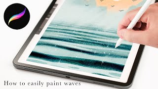 how to paint watercolor waves in Procreate // EASY Procreate tips and tricks for beginners