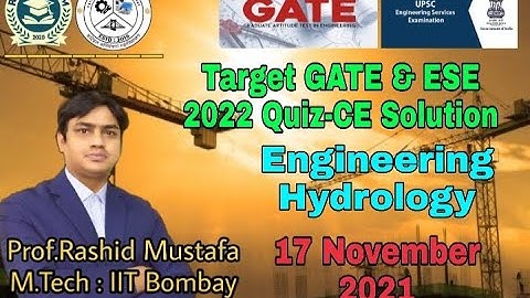 Target GATE & ESE 2022 Quiz CE Solution | Engineering Hydrology | 17 November 2021 | RM Classroom
