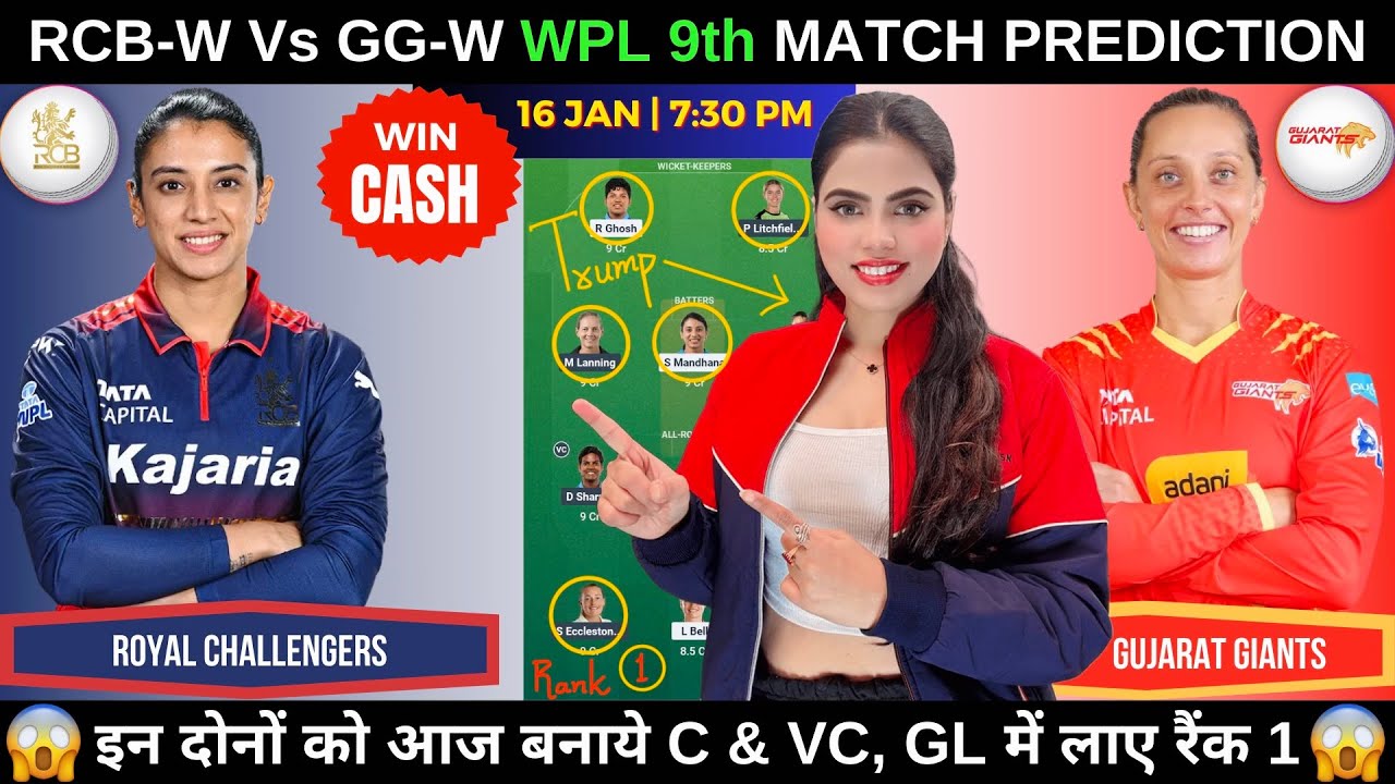 RCB-W vs GG-W Today Match Prediction | RCB W vs GG W Dream11 Prediction | WPL 2026 9th Match