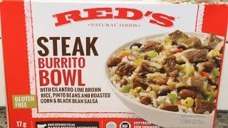 This is a taste test/review of the red’s natural foods steak burrito
bowl. it gluten free and has cilantro-lime brown rice, roasted corn,
pinto beans ...