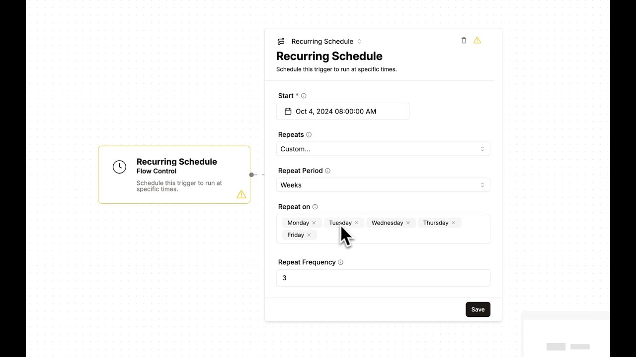 Recurring Schedule Trigger in Lecca.io Workflows - YouTube